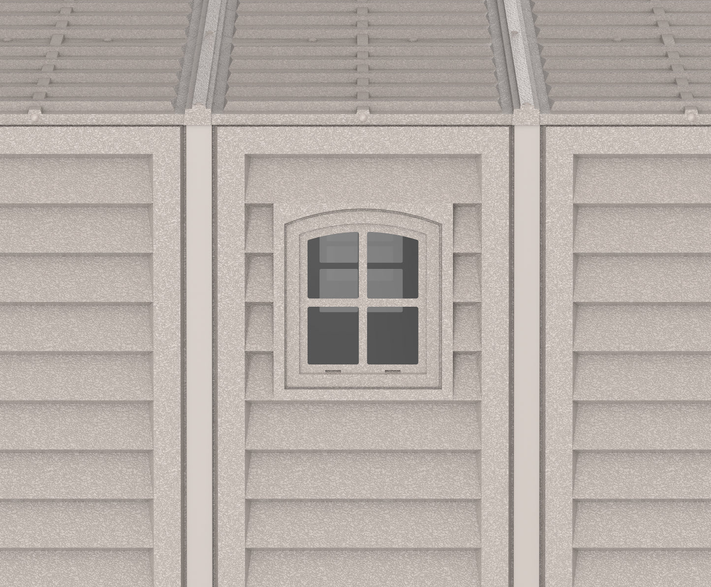 Duramax Vinyl Garage 10.5x23 w/ Foundation 2 Windows 15326 close up of window panel
