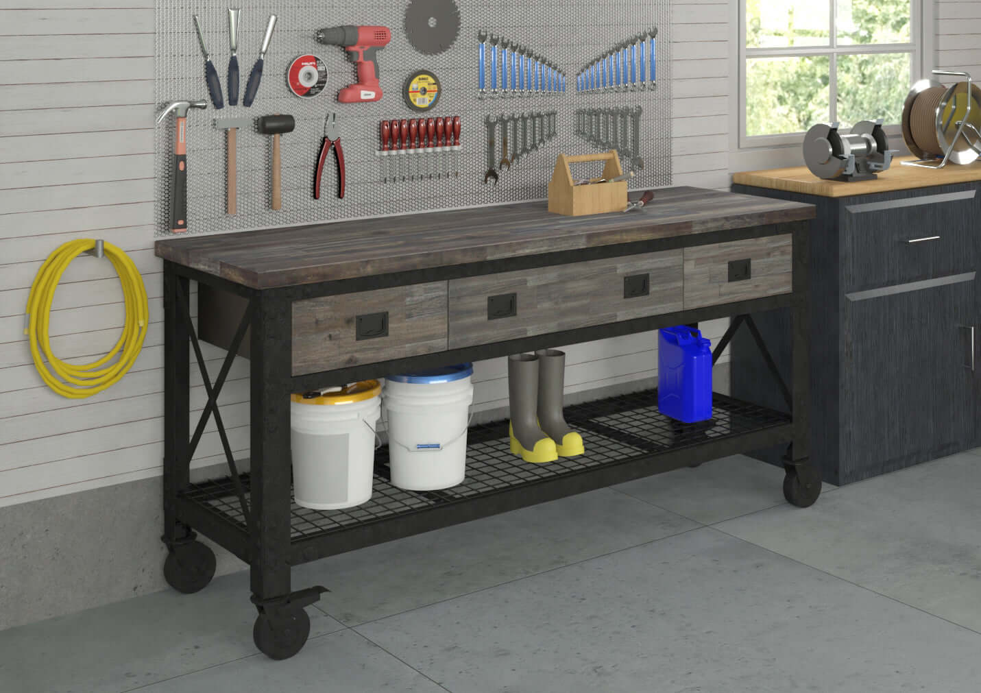 Duramax 72"Wx24"D 3-Drawer Rolling Workbench Aged Espresso 68001E