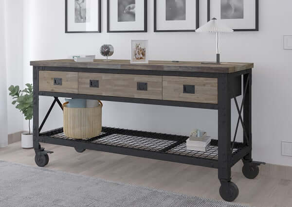 Duramax 72"Wx24"D 3-Drawer Rolling Workbench Aged Macadamia 68001M