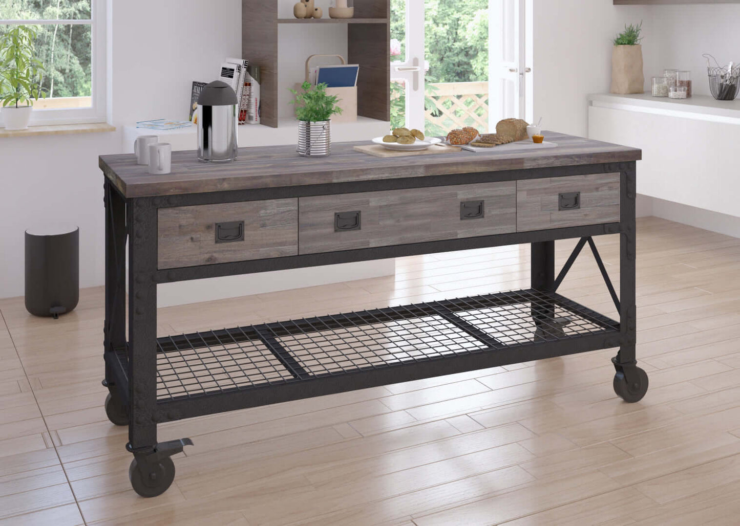 Duramax 72"Wx24"D 3-Drawer Rolling Workbench Aged Espresso 68001E