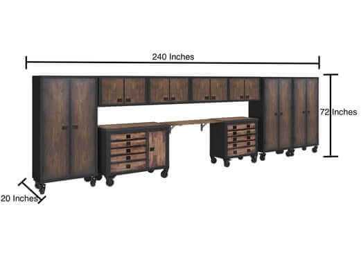 Duramax 10 Piece-Garage Storage Combo Set with Tool Chests, wall & floor cabinets in wood w metal frame