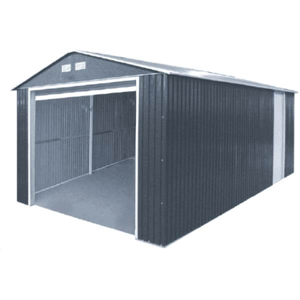 Duramax 12x26 Imperial Metal Garage Dark Gray w/ White Trim 55151 - Imperial Metal Garage