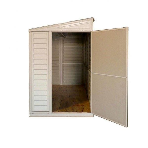 Duramax 4 x 8 SideMate Shed with Foundation 06625 - SideMate Shed exterior end view door open