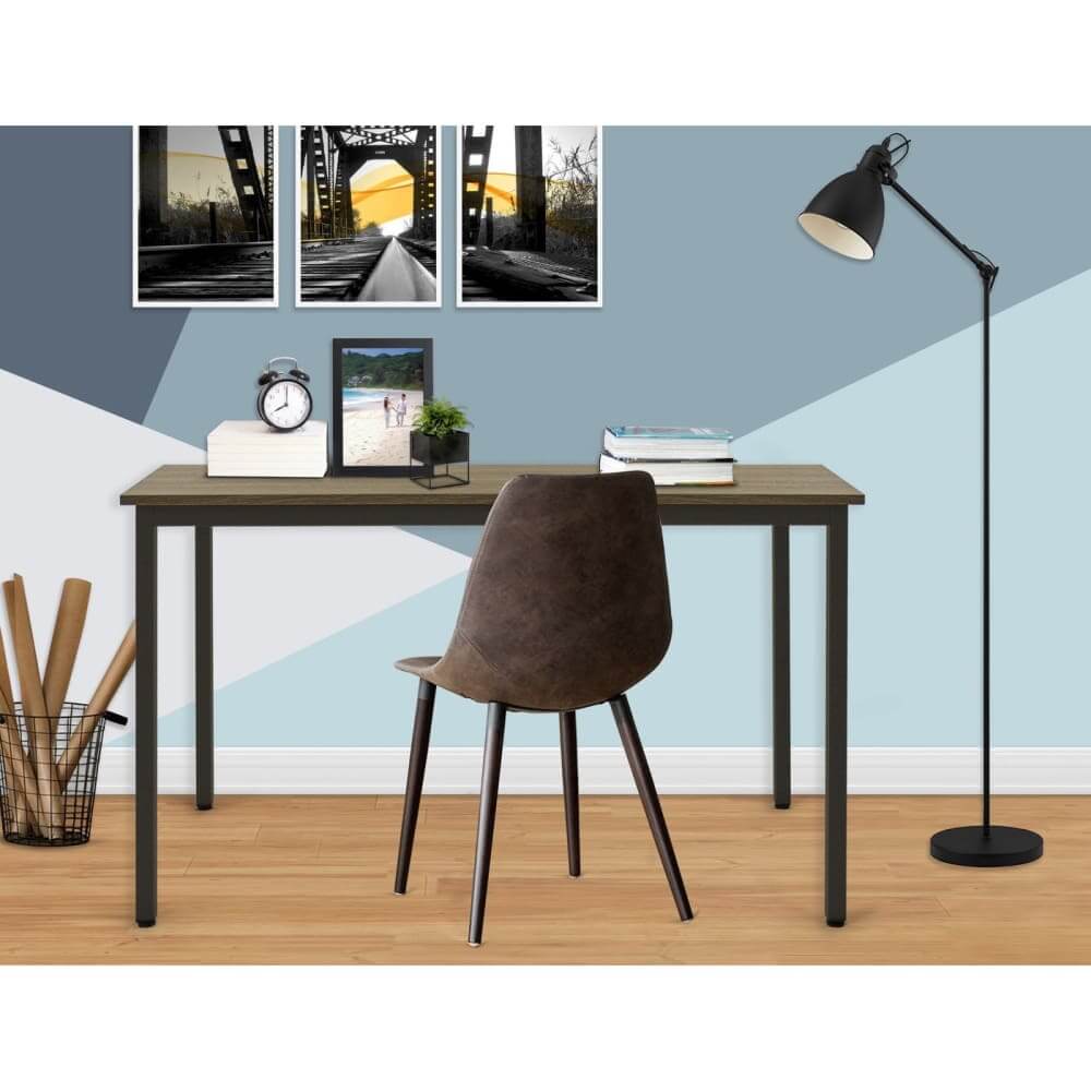 Duramax Atlas Desk Walnut/ Slate Pine 68057 lifestyle view in home with chair