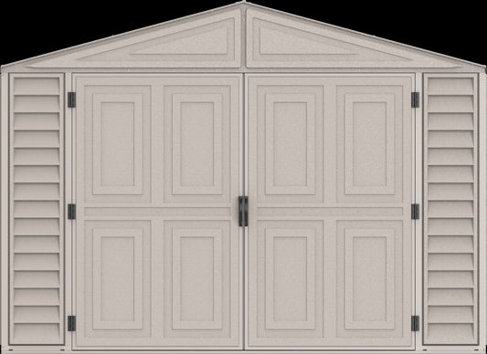 Duramax Vinyl Garage 10.5x31 w/ Foundation 2 Windows 15626 front side doors closed