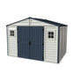 Duramax RidgeLine 10.5x8 vinyl storage shed 10114 in Adobe and Dark Grey