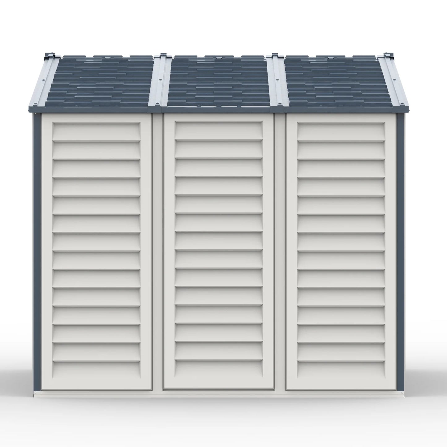 Duramax RidgeLine 10.5x8 vinyl storage shed 10114 side profile view