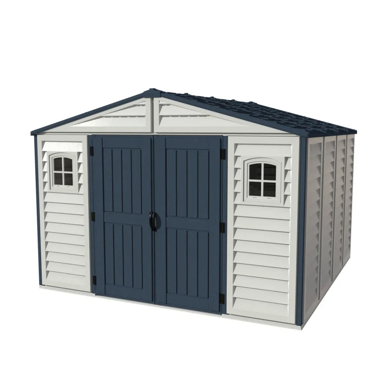 Duramax RidgeLine 10.5x10.5 vinyl storage shed 10124 in Adobe and Dark Grey