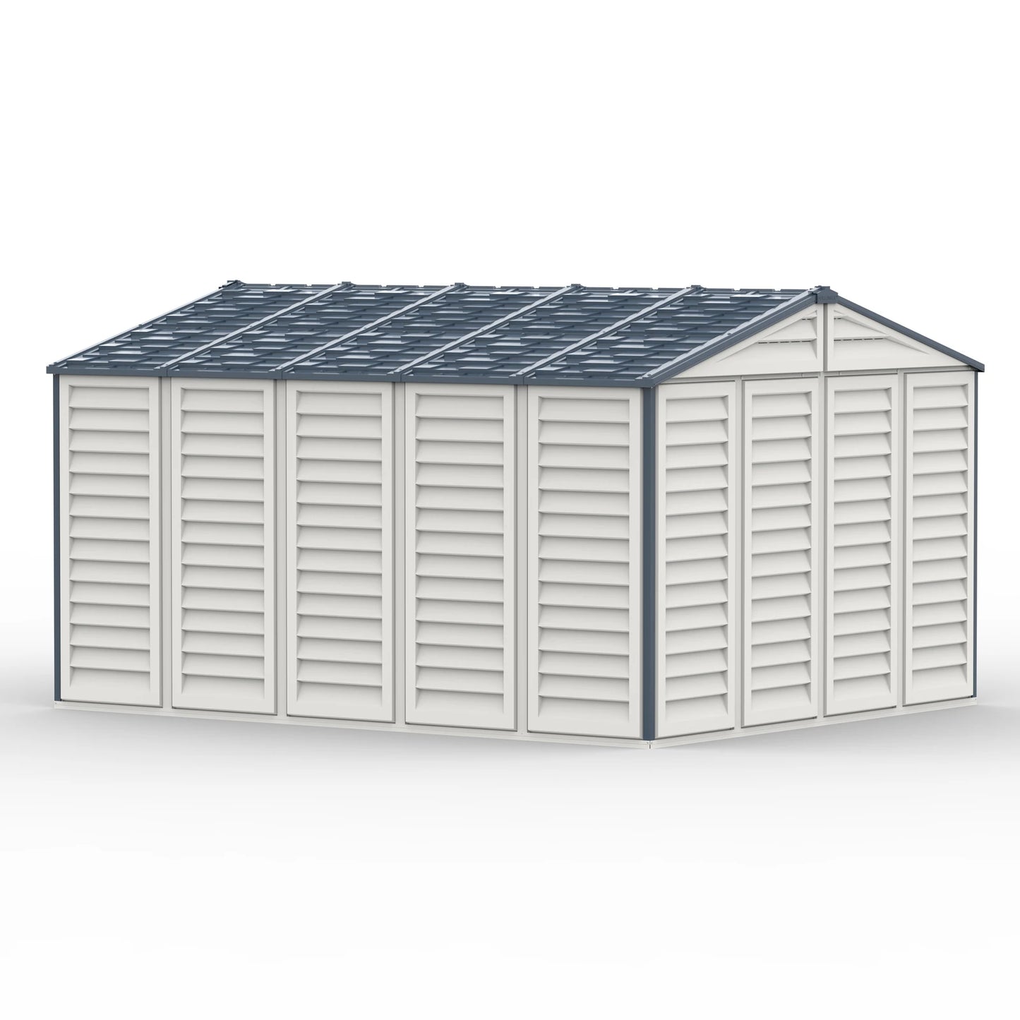 Duramax RidgeLine 10.5x13 vinyl storage shed 10134 rear angle view