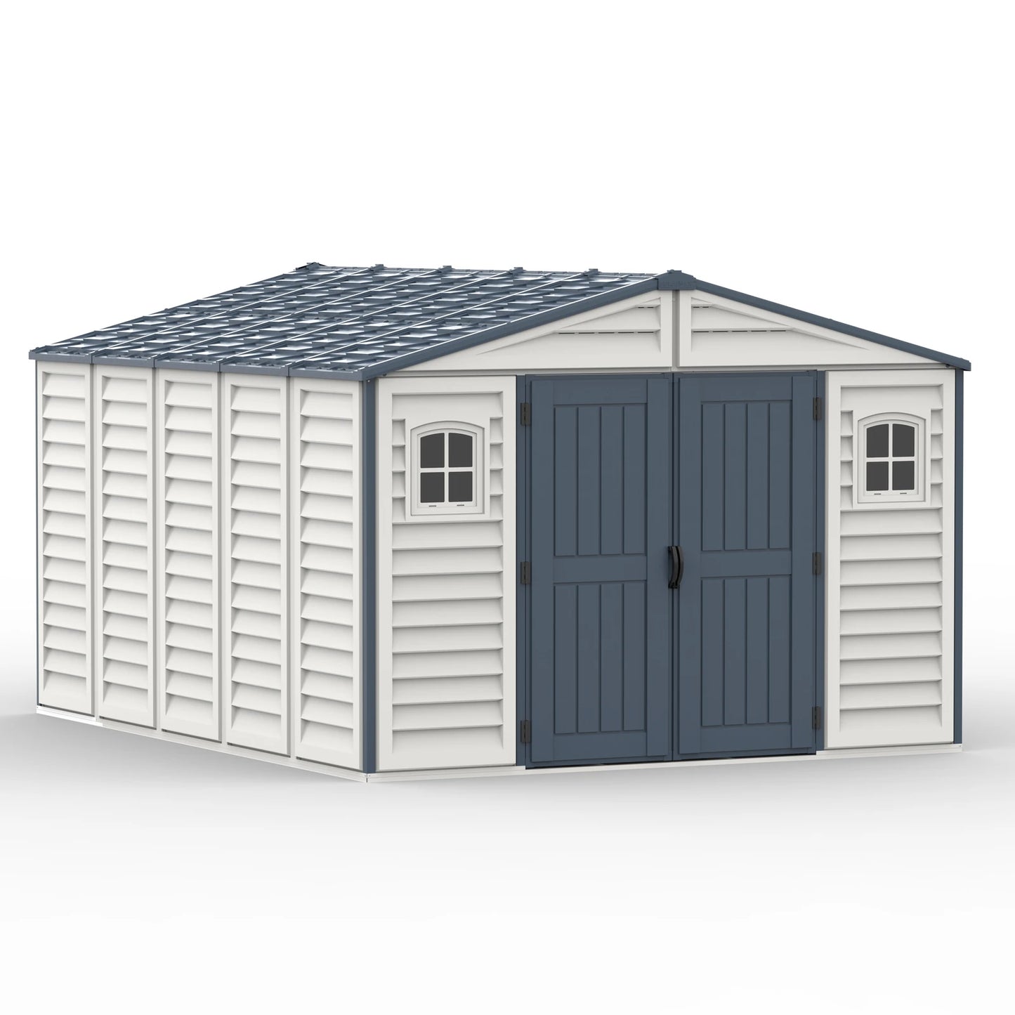 Duramax RidgeLine 10.5x13 vinyl storage shed 10134 opposite front angle view