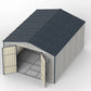 Duramax RidgeLine 10.5x13 vinyl storage shed 10134 elevated view with doors open
