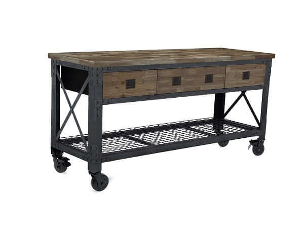 Duramax 72"Wx24"D 3-Drawer Rolling Workbench Aged Macadamia 68001M