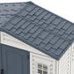 Duramax RidgeLine 10.5x5 vinyl storage shed 10105 Dark Grey shingle-style roof detail