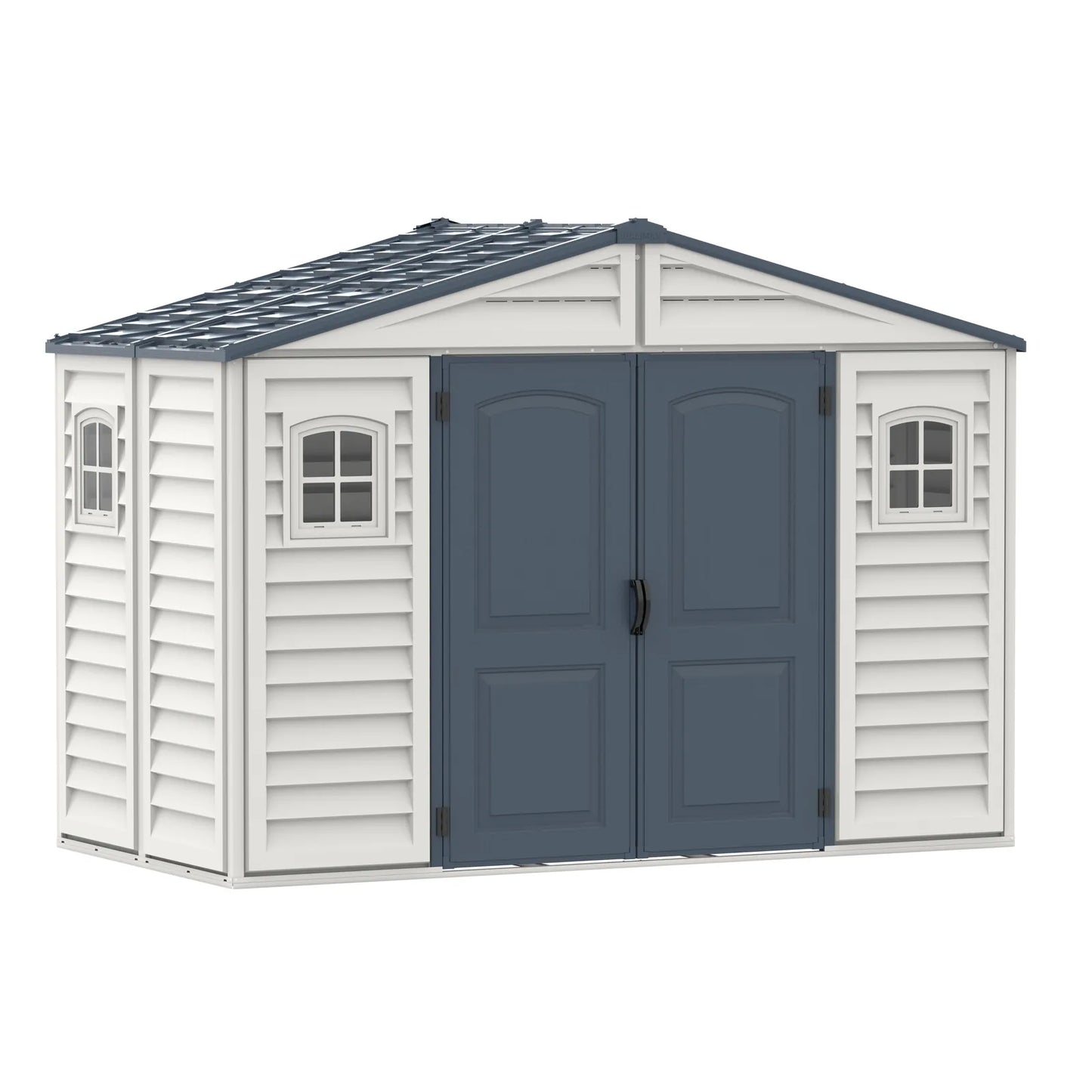 Duramax RidgeLine 10.5x5 vinyl storage shed 10105 opposite front angle view