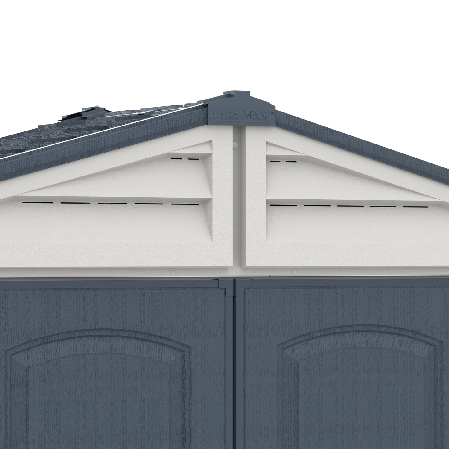 Duramax RidgeLine 10.5x5 vinyl storage shed 10105 front gable ventilation detail