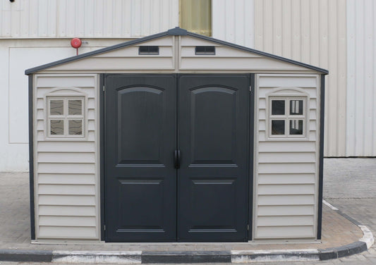Woodside Plus 10'x8' Adobe with Foundation 30227 front