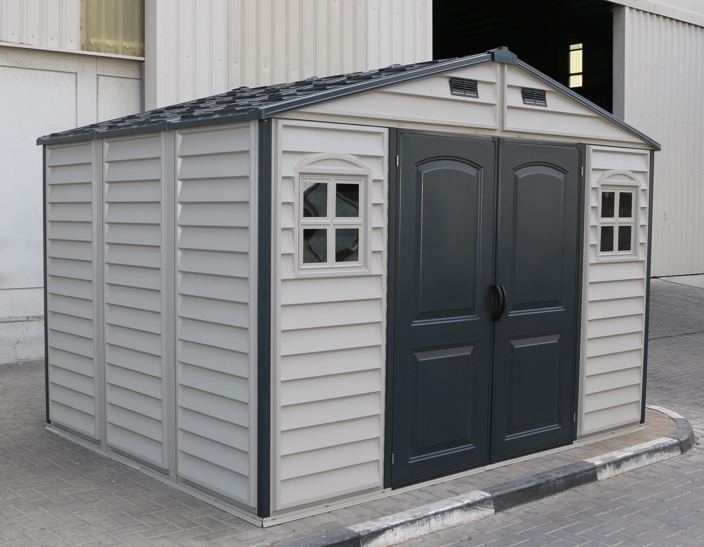Woodside Plus 10'x8' Adobe with Foundation 30227front angle