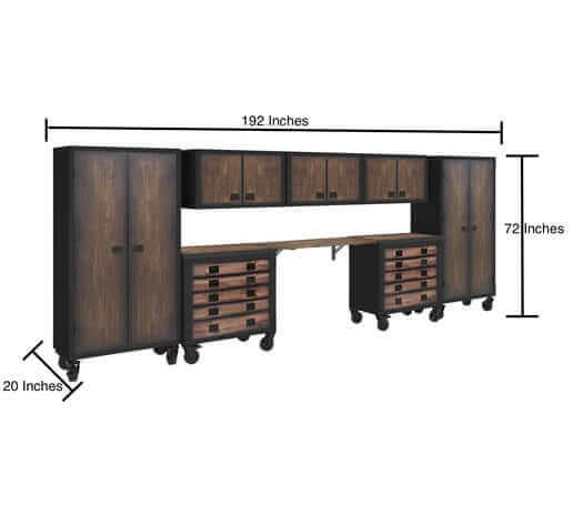 Duramax 8-Piece Garage Storage Combo Set w/ dimensions