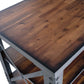 Duramax Weston 72" Industrial Metal & Wood desk with shelves 68052 close up of desk top