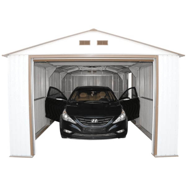 Duramax 12 x 26 Imperial Metal Garage Off White Brown 55131 - Imperial Metal Garage