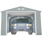 Duramax 12x20 Imperial Metal Garage Light Gray w/Off White 50952 front door up with car inside
