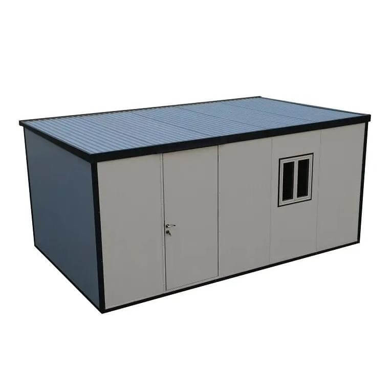 Duramax 13' x 10' Flat Roof Insulated Building 30832 front angle view door closed elevated
