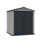 Duramax 6 x 6 StoreMate Plus Vinyl Shed w/ Floor 30425 - front view closed wide double doors 