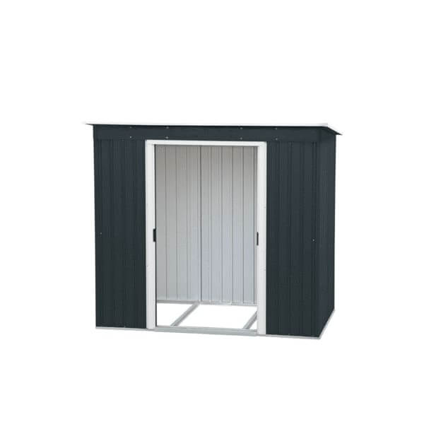 Duramax 8 x 4 Pent Roof Shed Dark Grey with Off White Trim 50651 - Metal Shed