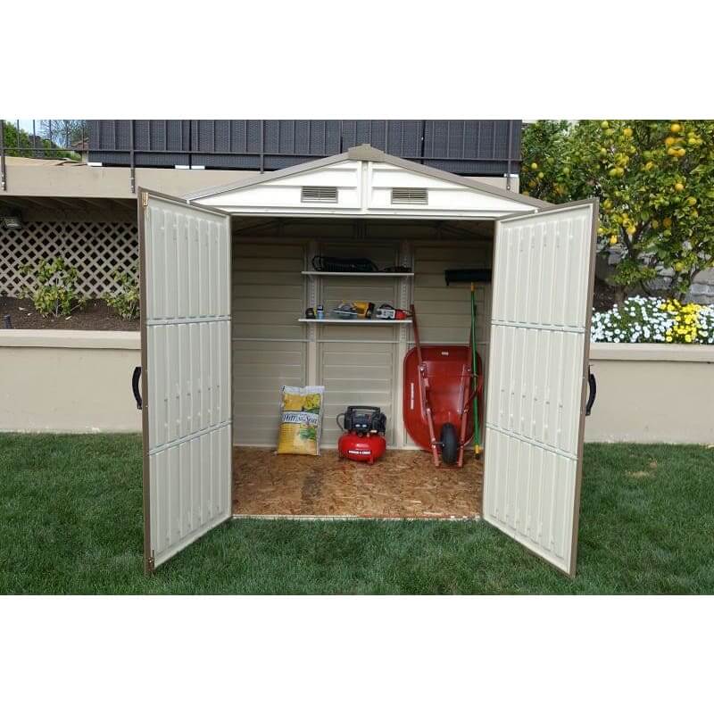 Duramax 8’ x 6’ StoreAll Vinyl Shed with Foundation 30115 - StoreAll Vinyl Shed
