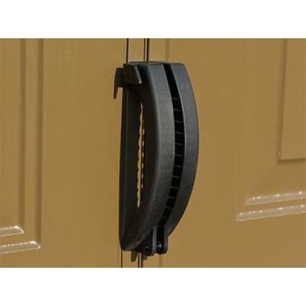 Duramax 8 x 6 StoreAll Vinyl Shed with Foundation 30115 close up of door handles