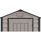 Duramax EverMore 4' x 6' Vinyl Storage Shed 30625 close up front top vent