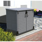 Duramax Storeaway Flat Lid 1200L Gray 86630 - Deck Box lifestyle pic sitting in driveway