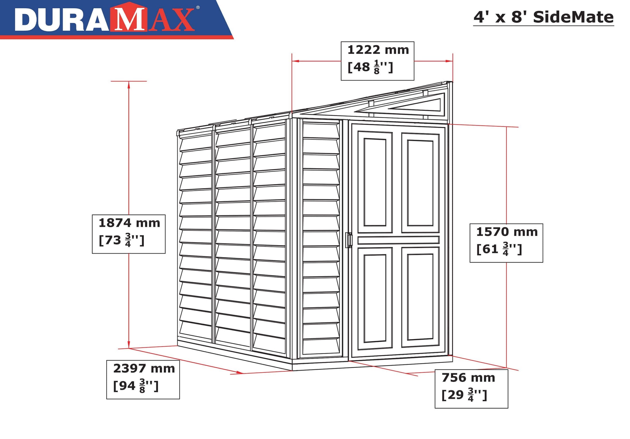 Duramax 4x8 SideMate Plus w/Foundation 36625 Vinyl Shed